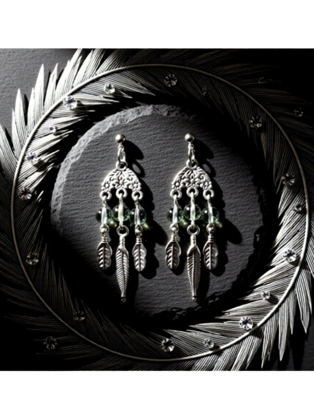 Playful Boho Feather Earrings ~ Iridescent AB Glass Beads ~ When We Were Young!